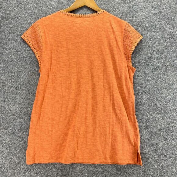 Coldwater Creek T-Shirt Women M Medium Orange Crew Neck Short Sleeve Cotton - Picture 2 of 9